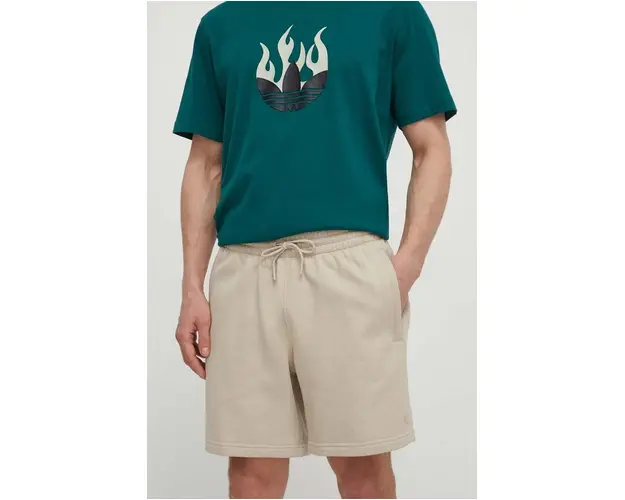 adidas Originals pantaloni scurti din bumbac culoarea bej, IR7880