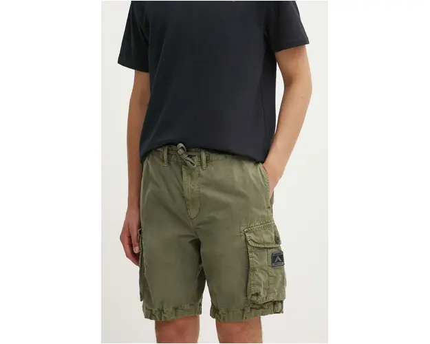 Superdry pantaloni scurti din bumbac culoarea verde