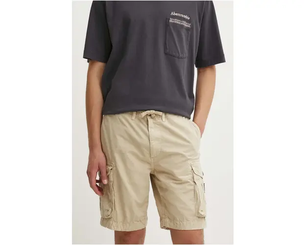 Superdry pantaloni scurti din bumbac culoarea bej