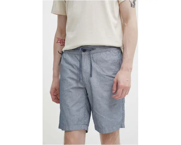 Superdry pantaloni scurti din in culoarea albastru marin