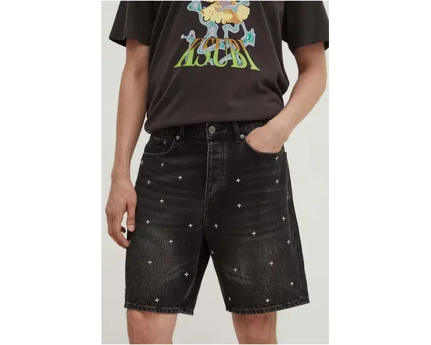 KSUBI pantaloni scurti din denim anti short barbati, culoarea negru, MPS24WA019