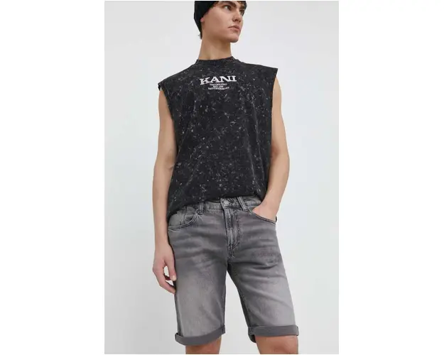 Tommy Jeans pantaloni scurti barbati, culoarea gri, DM0DM18786