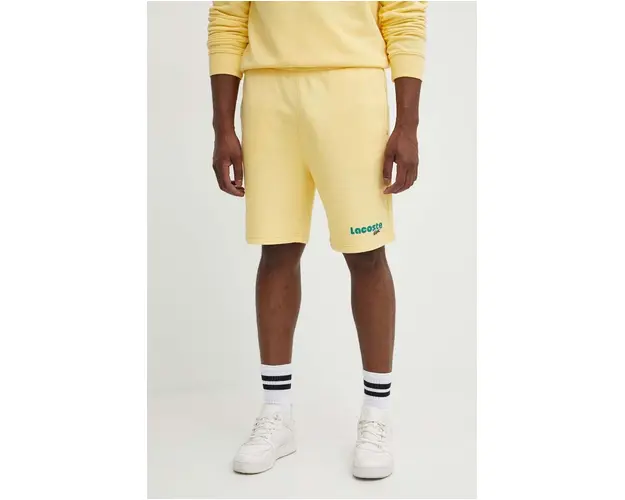 Lacoste pantaloni scurti din bumbac culoarea galben