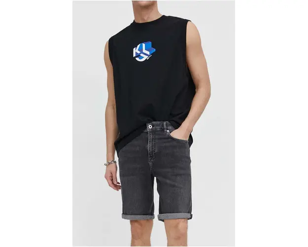 Karl Lagerfeld Jeans pantaloni scurti jeans barbati, culoarea gri