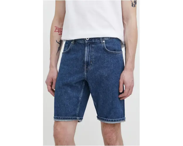 Karl Lagerfeld Jeans pantaloni scurti jeans barbati, culoarea albastru marin
