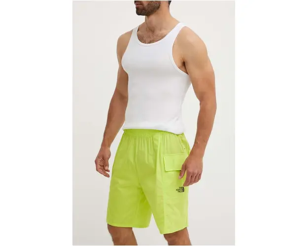 The North Face pantaloni scurti din bumbac culoarea verde, NF0A879BRIQ1