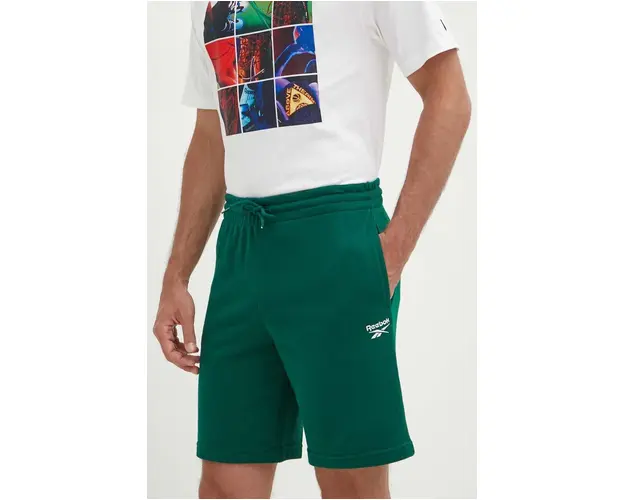 Reebok pantaloni scurti Identity barbati, culoarea verde, 100076441