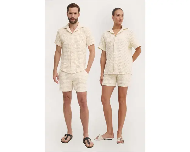 OAS pantaloni scurti din bumbac culoarea bej