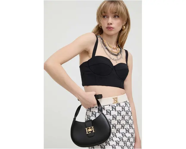 Elisabetta Franchi poseta de piele culoarea negru