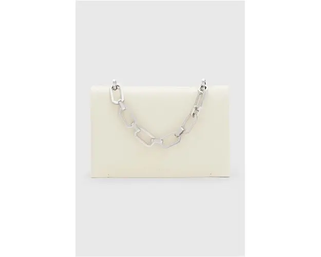 AllSaints poseta de piele Yua culoarea alb