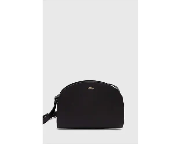 A.P.C. poseta de piele sac demi-lune culoarea negru, PXAWV-F61048