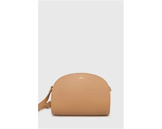 A.P.C. poseta de piele sac demi-lune culoarea bej, PXAWV-F61048