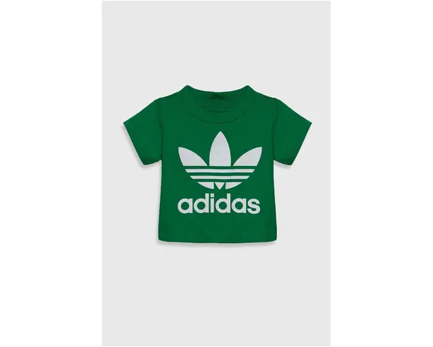 adidas Originals tricou de bumbac pentru copii TREFOIL TEE culoarea verde, cu imprimeu