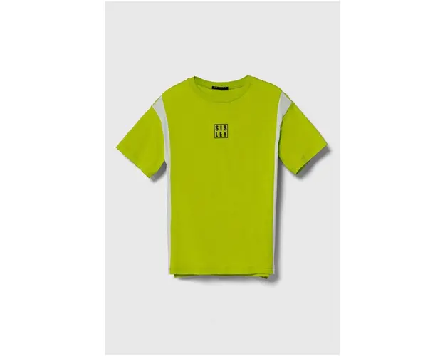 Sisley tricou de bumbac pentru copii culoarea verde, cu imprimeu