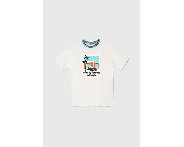 Sisley tricou de bumbac pentru copii culoarea alb, cu imprimeu