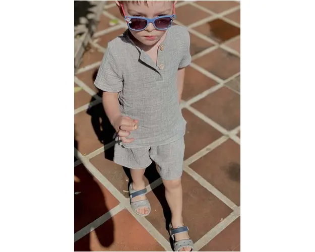 Jamiks tricou copii culoarea gri, neted