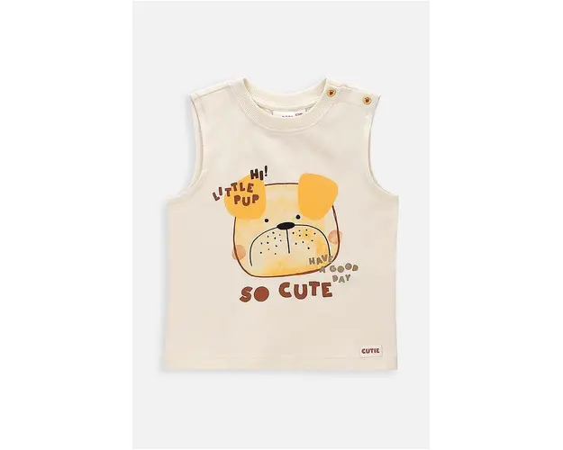 Coccodrillo top pentru bebelusi culoarea bej, cu imprimeu