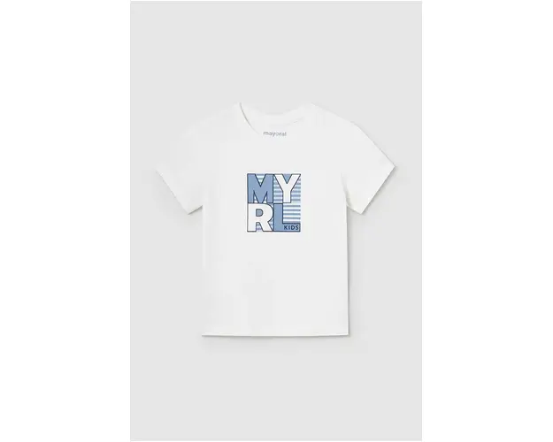 Mayoral tricou din bumbac pentru bebelusi culoarea alb, cu imprimeu