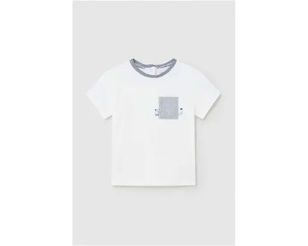 Mayoral tricou din bumbac pentru bebelusi culoarea alb, cu imprimeu