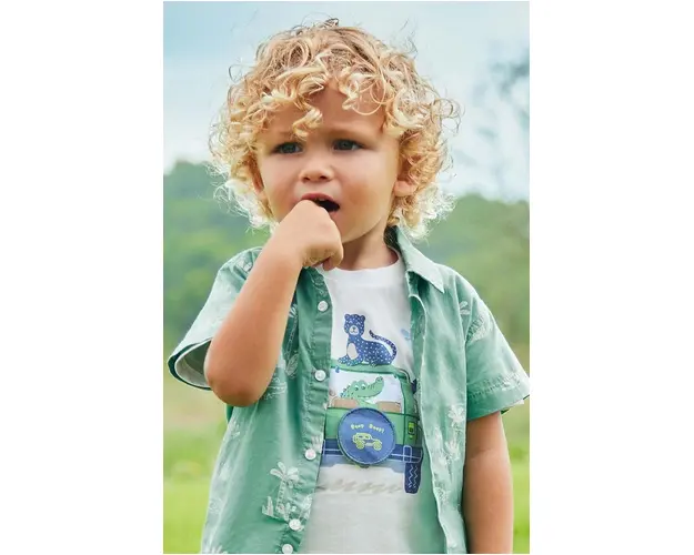Mayoral tricou din bumbac pentru bebelusi culoarea bej, cu imprimeu