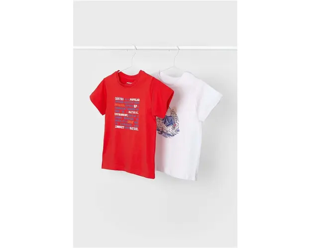 Mayoral tricou de bumbac pentru copii 2-pack culoarea rosu, cu imprimeu