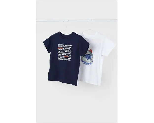 Mayoral tricou de bumbac pentru copii 2-pack culoarea albastru marin, cu imprimeu