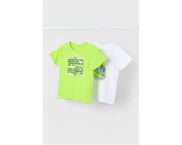 Mayoral tricou de bumbac pentru copii 2-pack culoarea verde, cu imprimeu