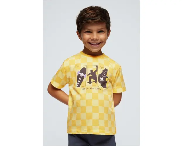 Mayoral tricou de bumbac pentru copii culoarea galben, cu imprimeu