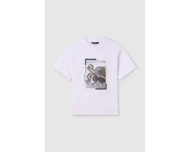 Mayoral tricou de bumbac pentru copii culoarea alb, cu imprimeu