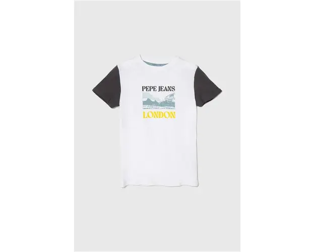 Pepe Jeans tricou de bumbac pentru copii RICK culoarea alb, cu imprimeu