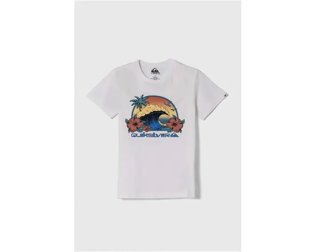 Quiksilver tricou de bumbac pentru copii RIDTODAYSSYTH culoarea alb, cu imprimeu