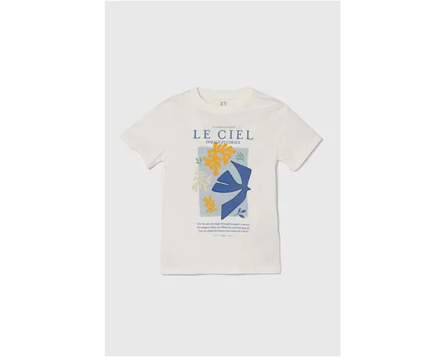 zippy tricou de bumbac pentru copii culoarea alb, cu imprimeu