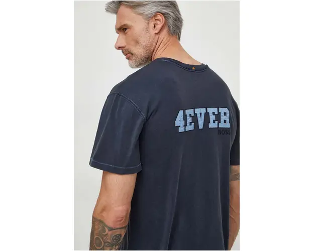 BOSS Orange tricou din bumbac femei, culoarea bleumarin 50506970