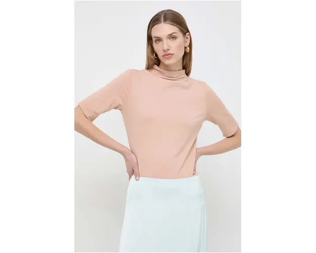 BOSS tricou femei, culoarea bej, cu turtleneck 50506810