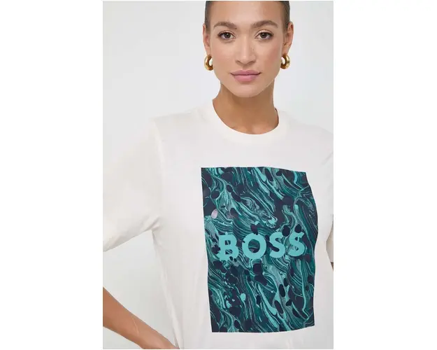 BOSS tricou din bumbac femei, culoarea bej 50517678