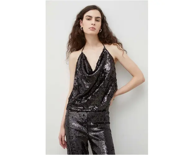 Bruuns Bazaar top femei, culoarea negru, cu spate descoperit