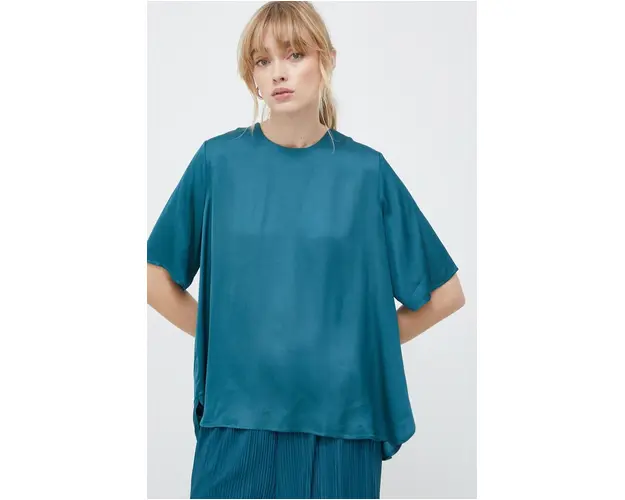 Samsoe Samsoe bluza culoarea verde, neted