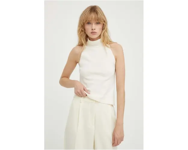 G-Star Raw vesta din bumbac culoarea bej, light, cu guler