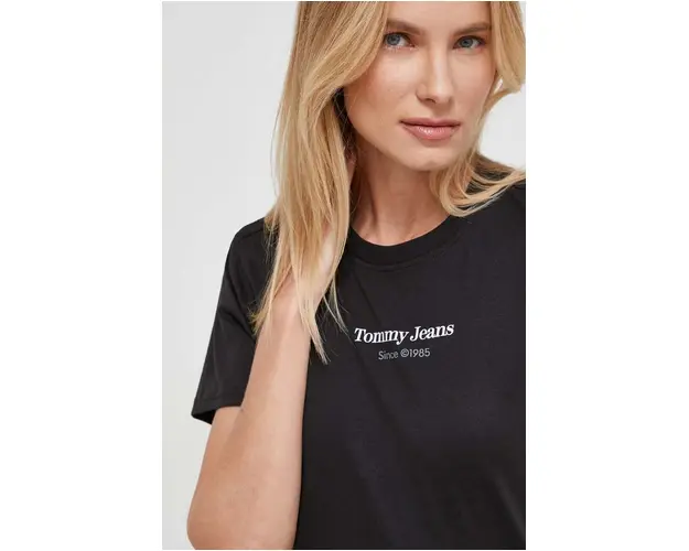 Tommy Jeans tricou din bumbac femei, culoarea negru DW0DW17359
