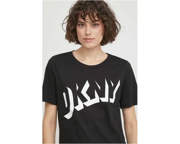 Dkny tricou din bumbac femei, culoarea negru