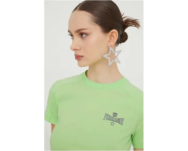 Chiara Ferragni tricou din bumbac femei, culoarea verde