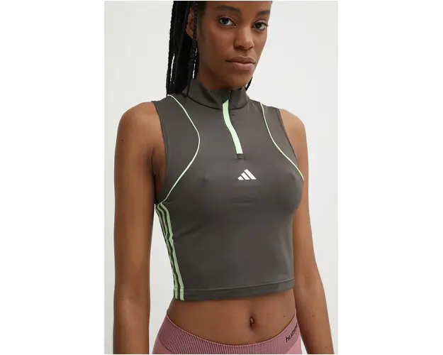 adidas Performance top de antrenament Hyperglam TK Q2 culoarea verde, cu turtleneck, IM8778