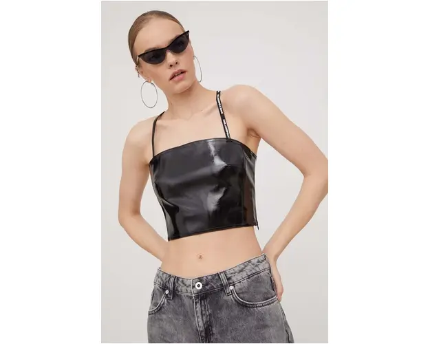 Karl Lagerfeld Jeans top femei, culoarea negru
