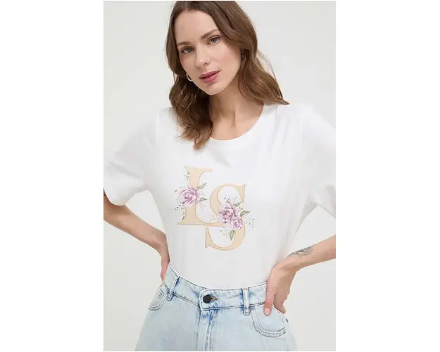 Luisa Spagnoli tricou din bumbac femei, culoarea alb