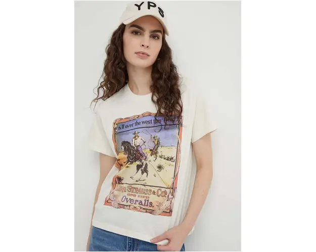 Levi's tricou din bumbac femei, culoarea bej