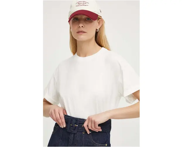 BA&SH tricou din bumbac femei, culoarea bej