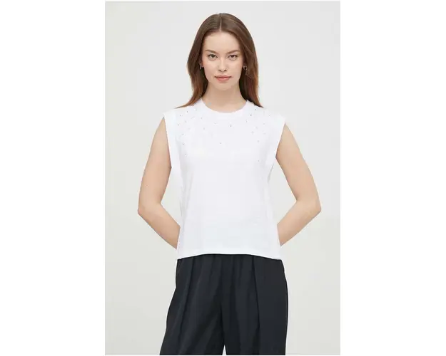 Pepe Jeans top din bumbac culoarea alb