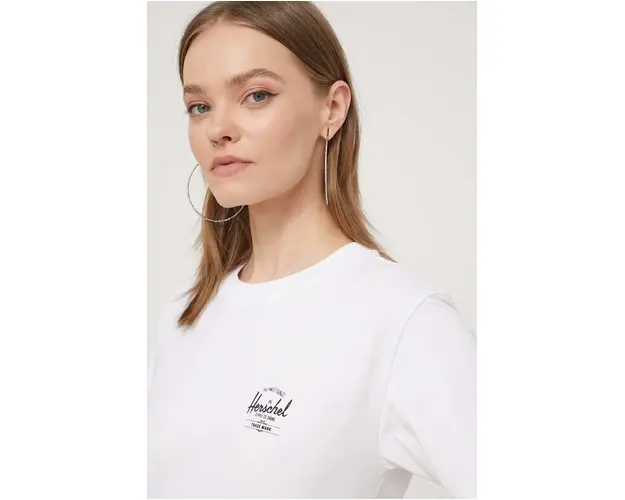 Herschel tricou din bumbac femei, culoarea alb