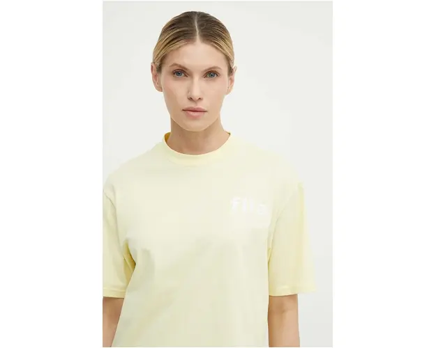 Fila tricou din bumbac Linyi femei, culoarea galben, FAW0764