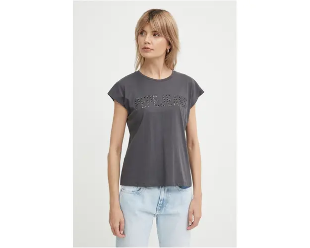 Pepe Jeans tricou din bumbac LILITH femei, culoarea gri, PL505837